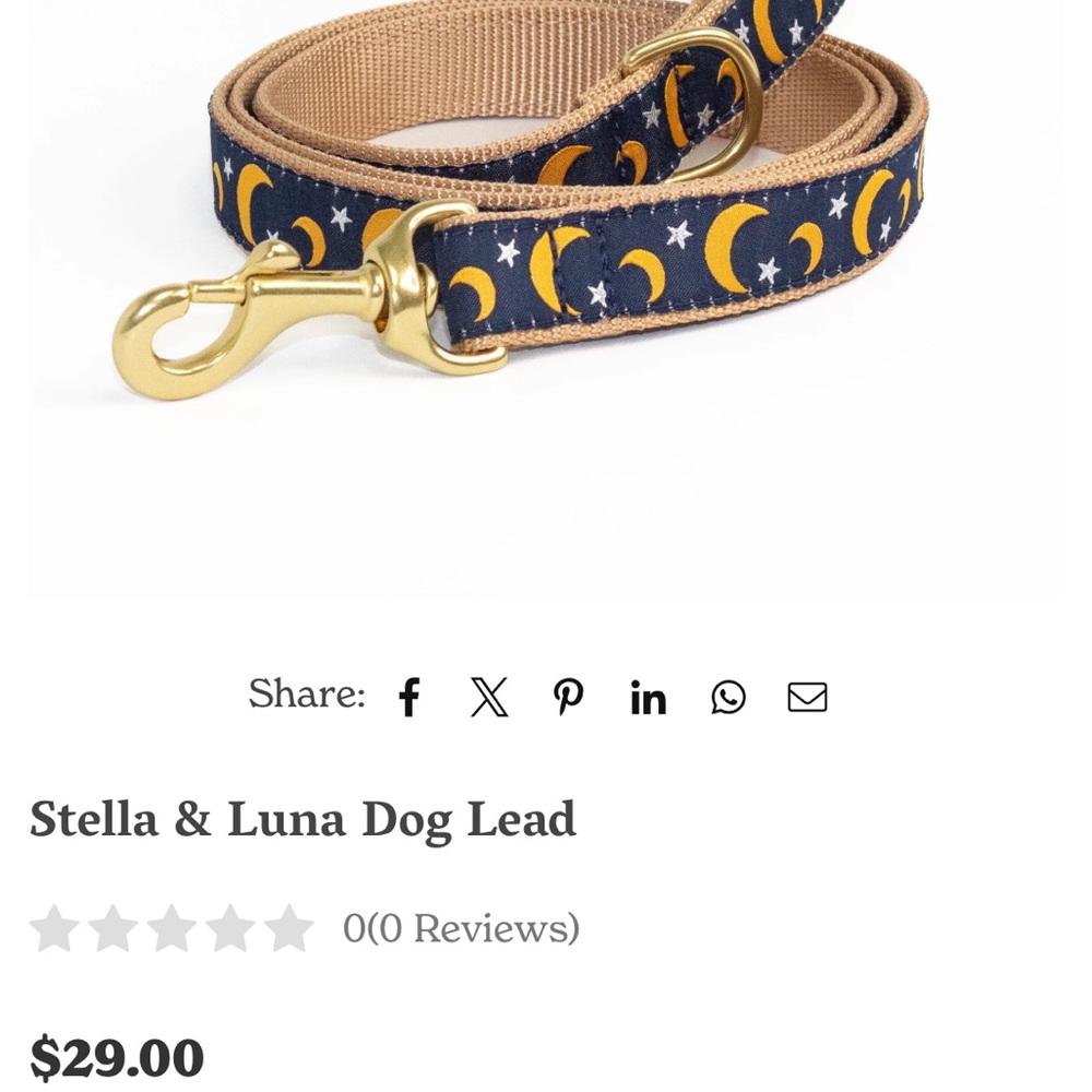 Up Country Estrella & Luna Moon and Stars Blue Dog Leash